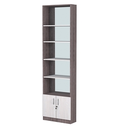 Стеллаж из ДСП с 4-мя полками 200x600 мм серии LEVEL-4 №3-2 (З/C - ЗЕРКАЛО), Ясень Анкор темный + Ясень Анкор светлый