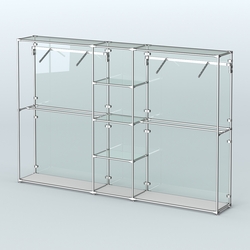 Торговая система ХРОМ (задняя стенка - стекло) 3030 мм с прозрачными полками и поручнями №12, Серый