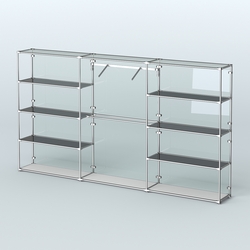 Торговая система ХРОМ (задняя стенка - стекло) 3600 мм с тонированными полками и поручнями №9, Серый