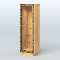 Низкая прямоугольная витрина с декором НБА-501, Дуб Золотистый