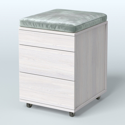 Тумба мобильная Фламинго 2 ящика + 1 ящик-лоток с подушкой, Ясень Анкор светлый