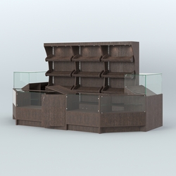 Пристенный павильон с недорогими прилавками для выкладки хлеба и выпечки №3, Дуб Венге