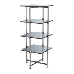 Хромированный стенд Прогресс №2-5 (с полками Зеркало 4мм), Дуб Венге