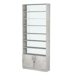 Стеллаж из ДСП с 6-ю полками 250x900 мм серии LEVEL-6 №11-1 (З/C - СТЕКЛО), Метрополитан Грей