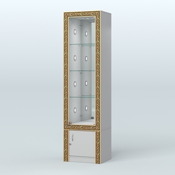 Витрина с декором и диодной подсветкой №ВБА-4С, Серый