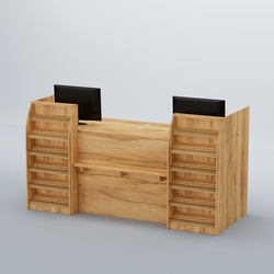 Ресепшен Атлант с фасадными наклонными полочками №3, Дуб Золотистый