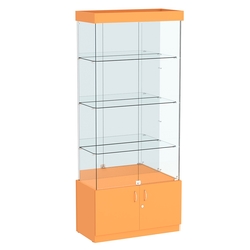 Витрина Истра №3 прямоугольная (задняя стенка - зеркало), Оранжевый 0132 BS