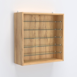 Витрина настенная №201-5Г открытая с пятью прозрачными полками, Дуб Золотистый