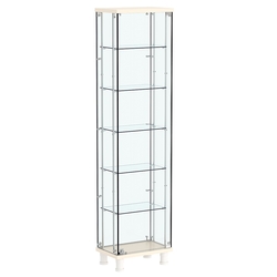 Витрина РОНДО с регулировочными полками №1-3-РЕГ на ножках (задняя стенка стекло), Крем Вайс