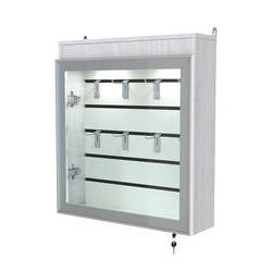 Витрина настенная №1-2Б с эконом панелью и фризом серии Collecto, Ясень Анкор светлый