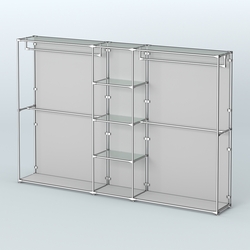 Торговая система ХРОМ (задняя стенка - ДСП) 3030 мм с прозрачными полками и поручнями №4, Серый