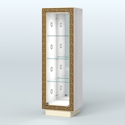 Низкая витрина с декором и диодной подсветкой НБА-3С, Ясень Анкор светлый и Крем Вайс