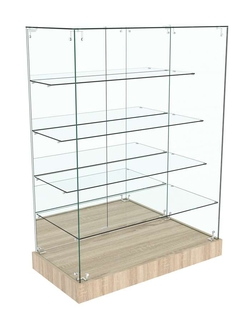 Прилавок ОТРАЖЕНИЕ с четырьмя стеклянными полками №9, Дуб сонома