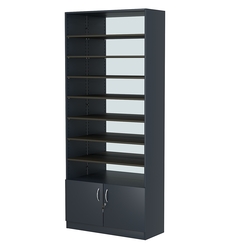 Стеллаж из ДСП с 8-ю полками 400x900 мм серии LEVEL-8 №14-2 (З/C - ЗЕРКАЛО), Антрацит