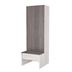 Шкаф для раздевалок со скамейкой КОМБО-Соло №2-1, Ясень Анкор светлый + Ясень Анкор темный