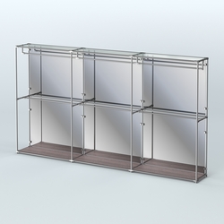 Торговая система ХРОМ (задняя стенка - зеркало) 3600 мм с поручнями №1, Ясень Анкор темный