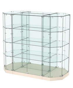 Стеклянная островная низкая с дверками витрина Хит Продаж №835-О-900, Крем Вайс