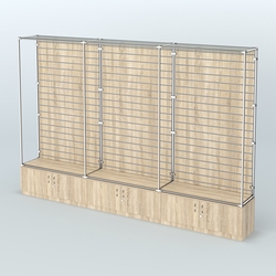 Торговая система ХРОМ (задняя стенка - Экономпанель) №11 с тумбами Т-21, Дуб Сонома