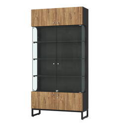 Витрина Монти №2, Черный + Дуб Канзас Коричневый