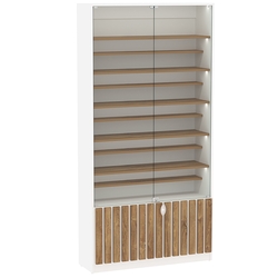 Витрина серии "Смок" №1-ДП-1000 (с доп. полками), Белый + Дуб Канзас коричневый