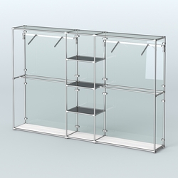 Торговая система ХРОМ (задняя стенка - стекло) 3030 мм с тонированными полками и поручнями №12, Ясень Анкор светлый