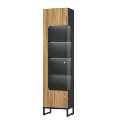 Витрина Монти №3-П правая, Черный + Дуб Канзас Коричневый