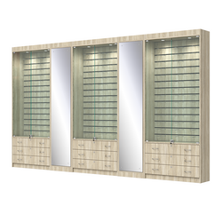 Комплект витрин под очки №10+1+10+1+10 (закрытый доступ), Дуб Сонома