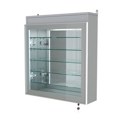 Витрина настенная №1-8А с пятью полками, подсветкой и зеркалом серии Collecto, Серый