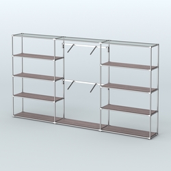 Торговая система ХРОМ без ДСП 3600 мм с полками ДСП и поручнями №6, Ясень Анкор темный