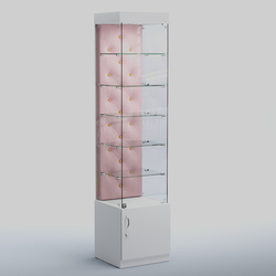 Высокая стеклянная витрина КАПИТОНЕ №502, Белый + 14 Flamingo