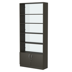 Стеллаж из ДСП с 4-мя полками 300x900 мм серии LEVEL-4 №12-1 (З/C - СТЕКЛО), Черный