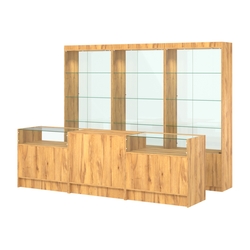 Комплект витрин ЭК-02 и прилавков ЭК-2, Дуб Золотистый