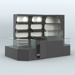 Угловой павильон для небольшого магазина по продаже хлеба и выпечки №2, Черный и Белый