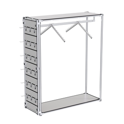 Хромированный стенд-вешало ETD-12 №1-3 (торец-ЭП) с полками ДСП 16мм, Серый