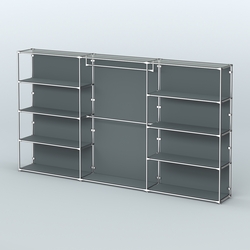 Торговая система ХРОМ (задняя стенка - ДСП) 3600 мм с полками ДСП и поручнями №1, Темно-Серый