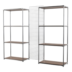 Сетчатый стеллаж СТИЛЬ с полками ДСП и решеткой №31-3, Орех