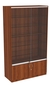 Витрина СЭСП-Z №1-1-500 (З/C - ДВП) со стеклянными полками и шторками Орех