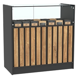 Прилавок серии "Смок" №4, Черный + Дуб Канзас коричневый