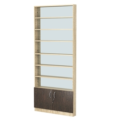 Стеллаж из ДСП с 6-ю полками 100x900 мм серии LEVEL-6 №8-2 (З/C - ЗЕРКАЛО), Дуб Сонома + Дуб Венге