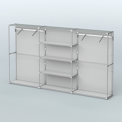 Торговая система ХРОМ (задняя стенка - ДСП) 3600 мм с полками ДСП и поручнями №10, Серый