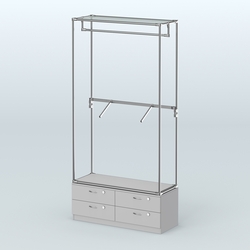 Торговая система ХРОМ без ДСП 1200 мм №2-2 с тумбой Т-14 и поручнями, Серый