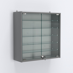 Витрина настенная №201-5А с пятью прозрачными полками, Темно-Серый