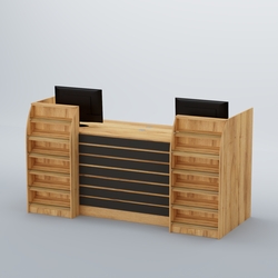 Ресепшен Атлант с накладными планками и наклонными полками №7, Дуб Золотистый+Антрацит