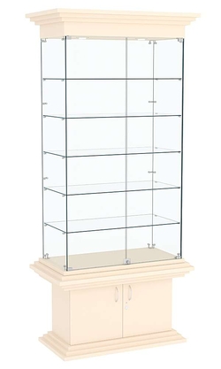 Витрина с дверками широкая с 5-ю полками КОЛОСС №501, Крем Вайс