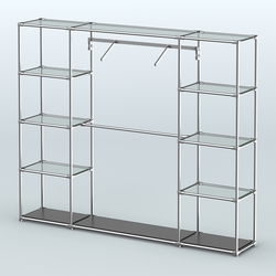 Торговая система ХРОМ без ДСП 2430 мм с прозрачными полками и поручнями №11, Черный