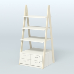 Торговая двусторонняя стойка ЛОФТ №4-950 с узкими выдвижными ящиками, Крем Вайс + Белый