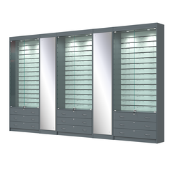 Комплект витрин под очки №10+1+10+1+10 (закрытый доступ), Темно-Серый