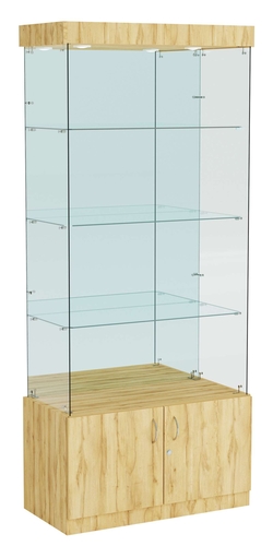 Витрина ИСТРА №103 прямоугольная (З/C - зеркало), без дверей, Дуб Золотистый