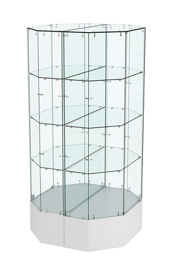 Стеклянная островная витрина на подиуме серии Истра №809-О, Серый