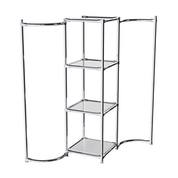 Хромированное вешало ВОЛНА №1-4 с зеркальными полками 4мм, Ясень Анкор светлый - U31104